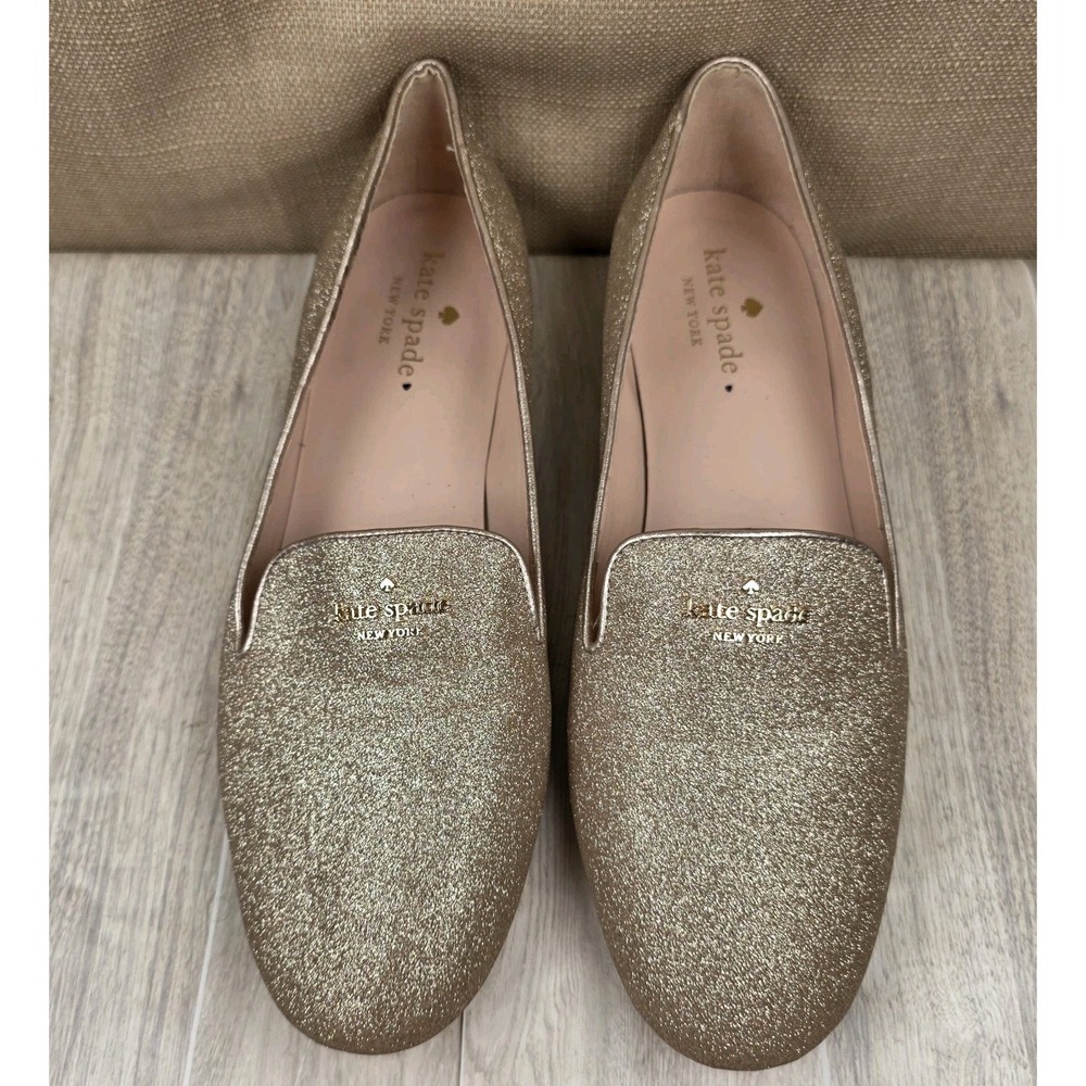 Kate Spade New York Womens 10B Claudia Rose Metallic Round Toe Slip On Loafers